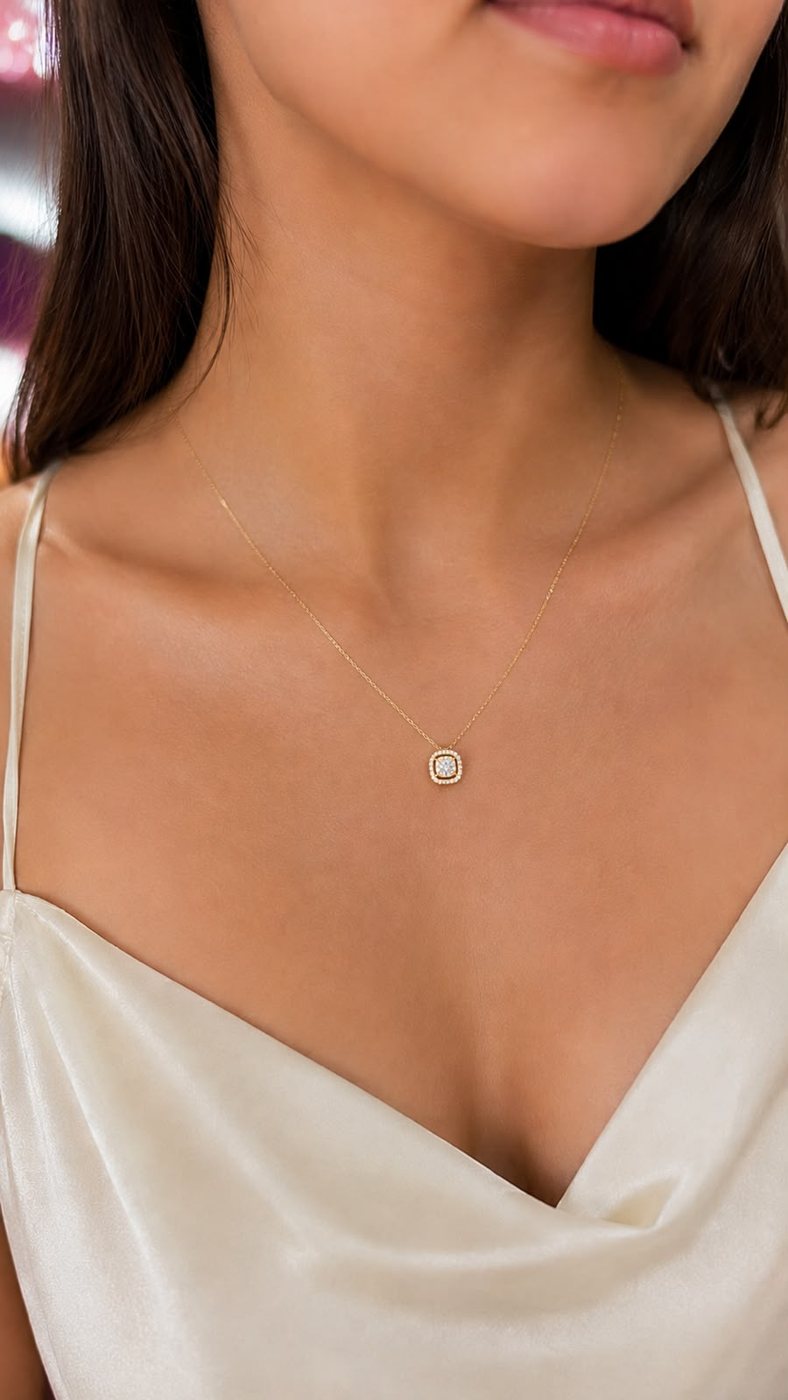 Collier Halo Coussin